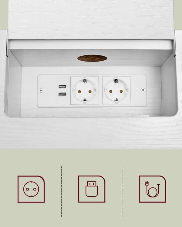 Rustikk konsollbord med uttak og USB-porter – slank design
