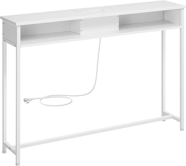 Rustikk konsollbord med uttak og USB-porter – slank design