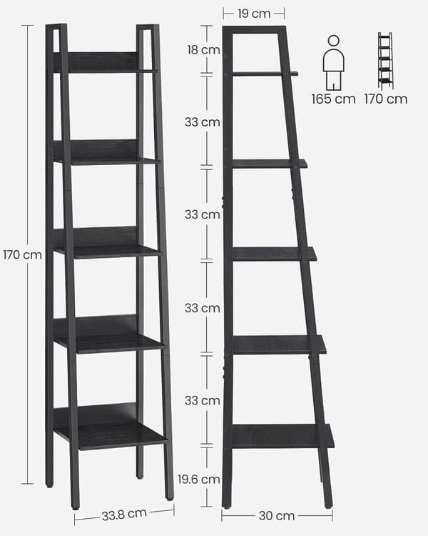 Kapea maalaismainen ruskea hylly pieniin tiloihin, 5 tasoa, 170 cm