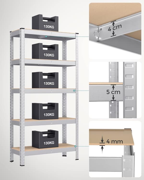 Kraftig justerbar garagereol, 650 kg kapacitet