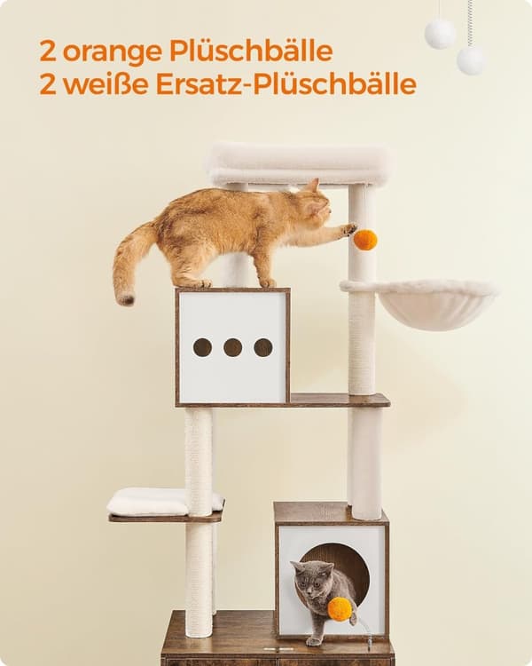 2-i-1 Cat Tree & kattebakkeskab - pladsbesparende!
