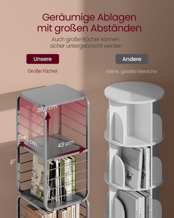 Moderne reol med justerbare hylder og sikkerhedssæt