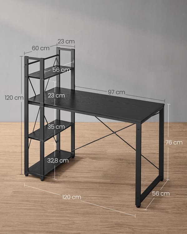 Fleksibelt computerbord med justerbar hylde