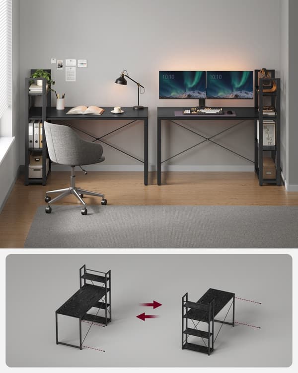 Fleksibelt computerbord med justerbar hylde