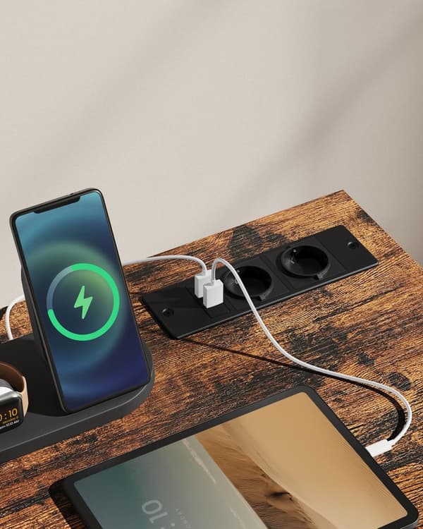 LED gaming skrivebord med strømstik, USB-porte