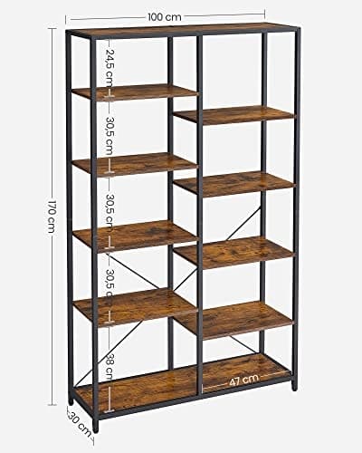 Rummelig reol med justerbare hylder og robust design