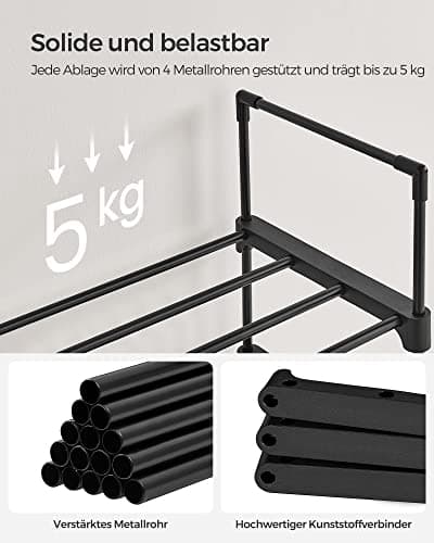 10-lags slankt skostativ, pladsbesparende, flytbare hylder