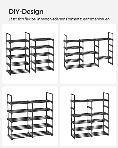 10-lags slankt skostativ, pladsbesparende, flytbare hylder
