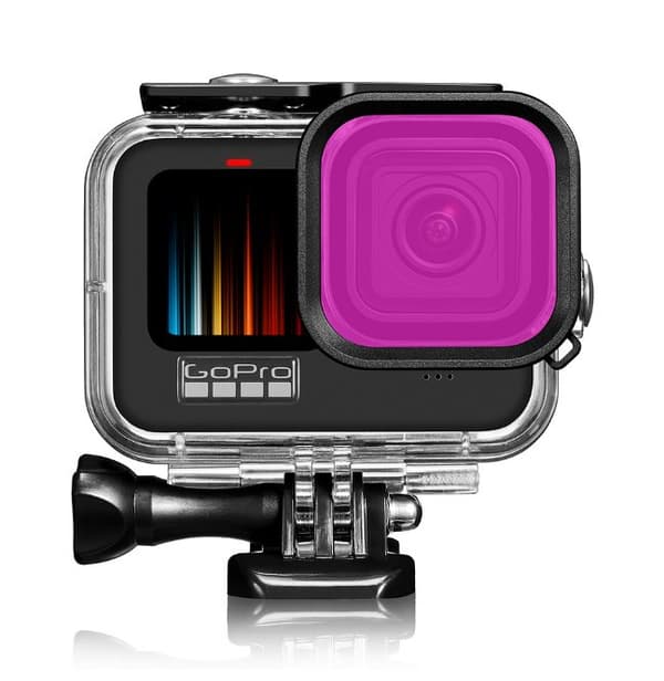 INF GoPro 9/10/11/12 Purple dykkefilter med vanntett etui