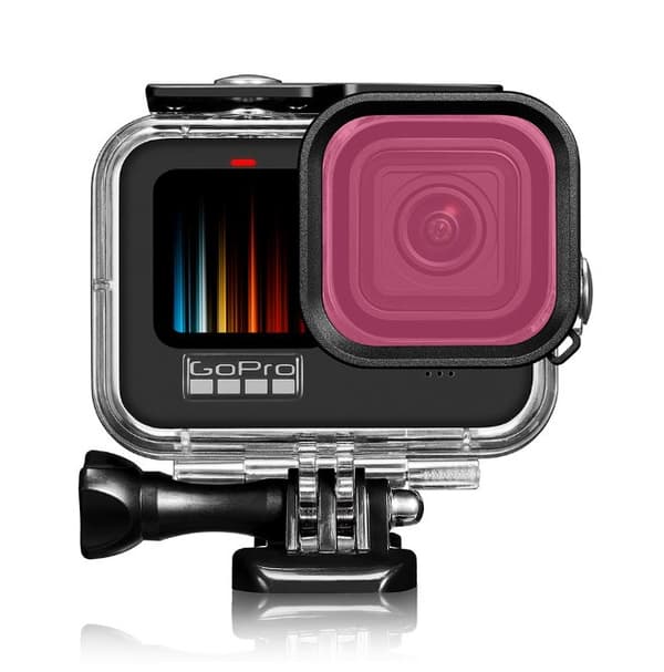 INF GoPro 9/10/11/12 Purple dykkefilter med vanntett etui