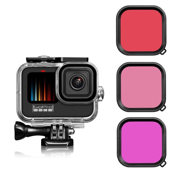 INF GoPro 9/10/11/12 Purple dykkefilter med vanntett etui