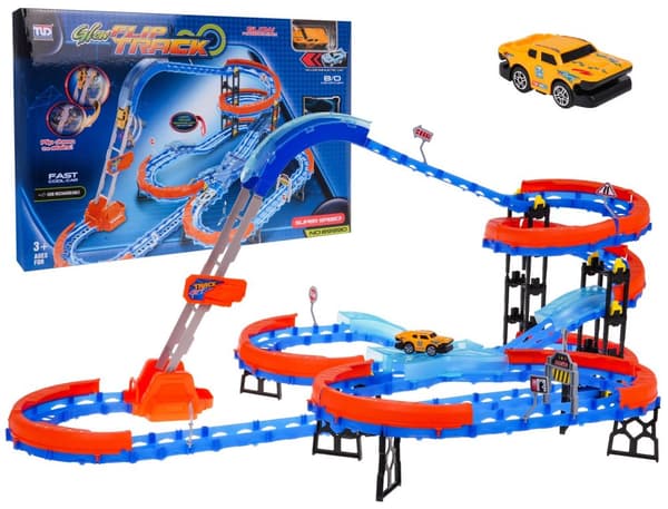 Extreme Multi-Level Race Track med bil og stige, 90 stk