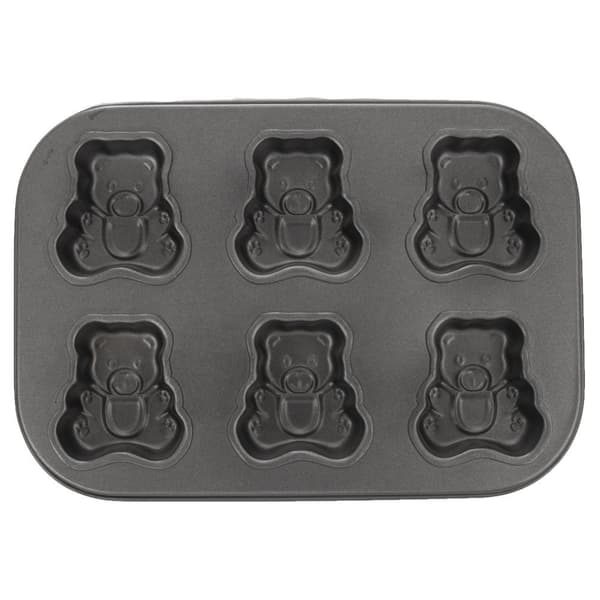 Stekeform for seks bjørneformede kjeks, non-stick karbonstål