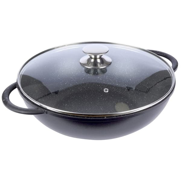 Wok med Pfluon Granitt. Perfekt for alle komfyrer og tåler oppvaskmaskin.