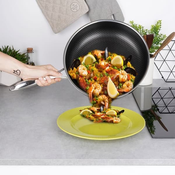 Hybrid stegepande: Non-stick, rustfrit stål, metalredskaber