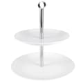Miniatyrbillede 3 af 9: To-lags småkagefad i hvidt porcelæn og rustfrit stål