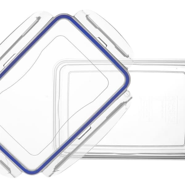 Gennemsigtig plastikbeholder med silikoneforsegling og gitter