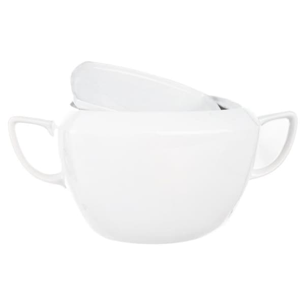 Porcelænsvase med låg og hank til supper, klassisk design