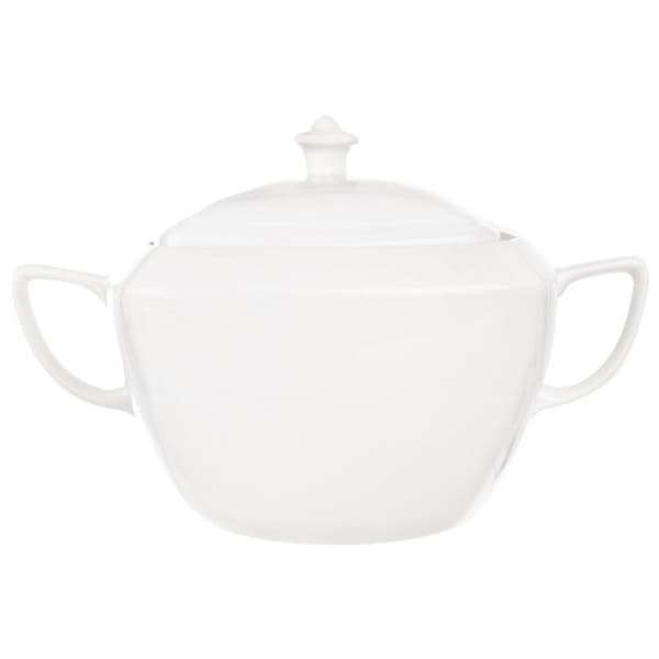 Porcelænsvase med låg og hank til supper, klassisk design