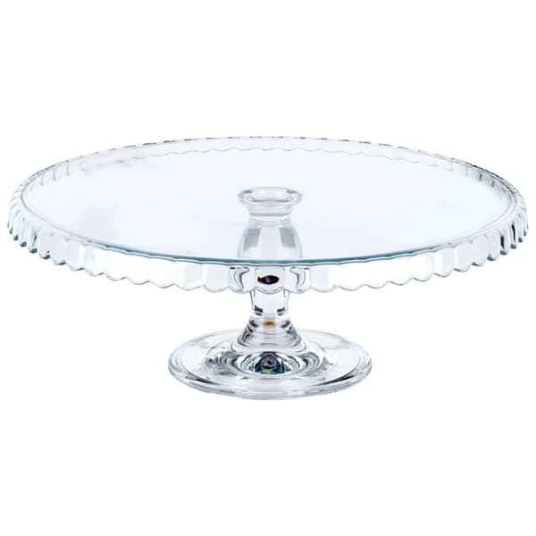 Elegant tårtfat i glas med vågiga kanter