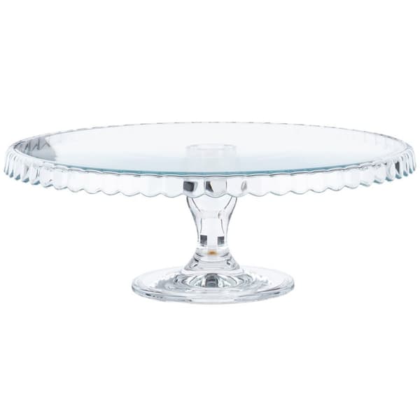 Elegant tårtfat i glas med vågiga kanter