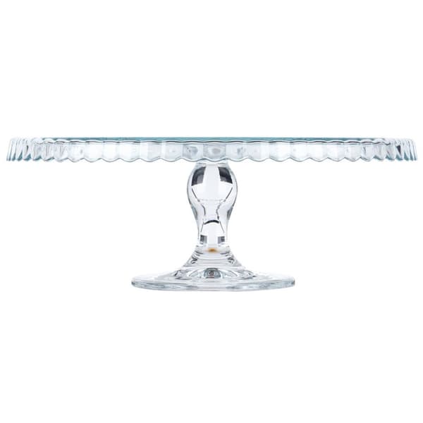 Elegant tårtfat i glas med vågiga kanter