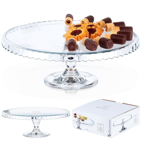 Elegant tårtfat i glas med vågiga kanter