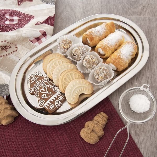 Oval serveringsbakke til sandwich, snacks og kager