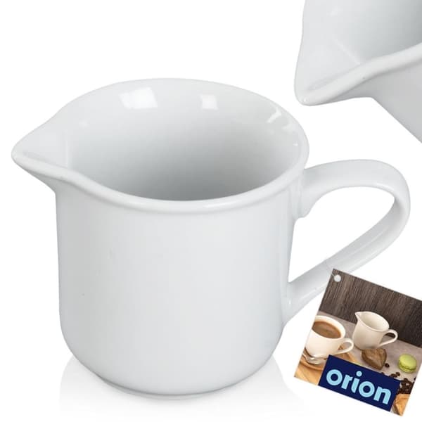 Porcelæns mælkekande med praktisk tud og hank