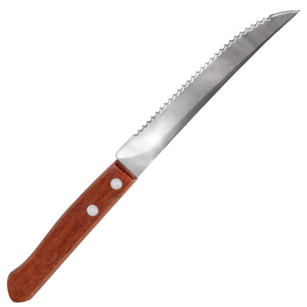 Komplett set med sex styckknivar med tandat blad för grillning