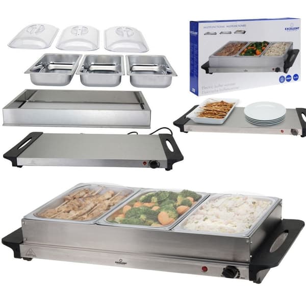 Buffetvarmer med 3 beholdere - ideell for catering