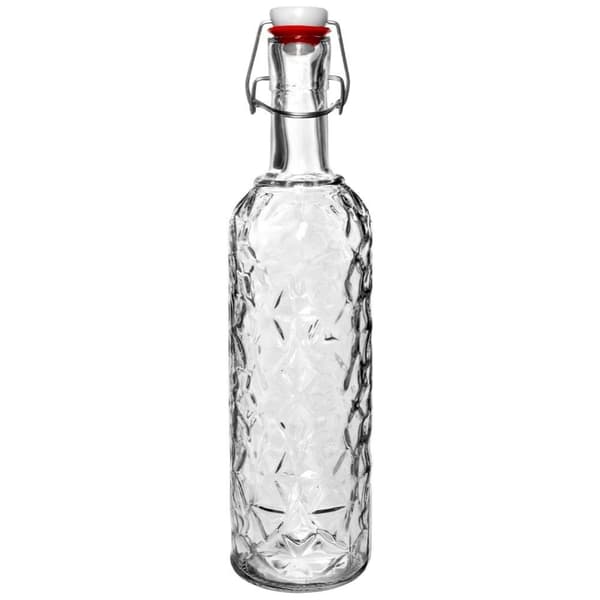 Smuk glasflaske med prop og klemme til drinks