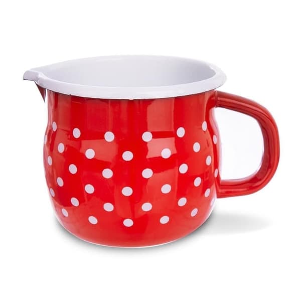 Traditionell stålmugg, emaljerad, 10 cm diameter, dekorativ