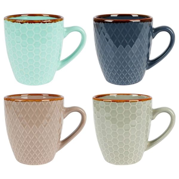 Elegant set med dekorerade keramikkoppar i presentförpackning