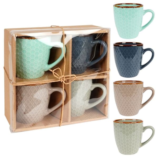 Elegant set med dekorerade keramikkoppar i presentförpackning