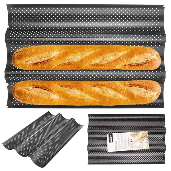 Form for sprø, gyllenbrune baguetter med non-stick overflate