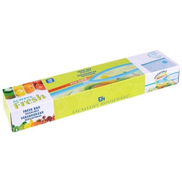 Plastpåsar med tät förslutning för kyl och frys, 3L, 10-pack