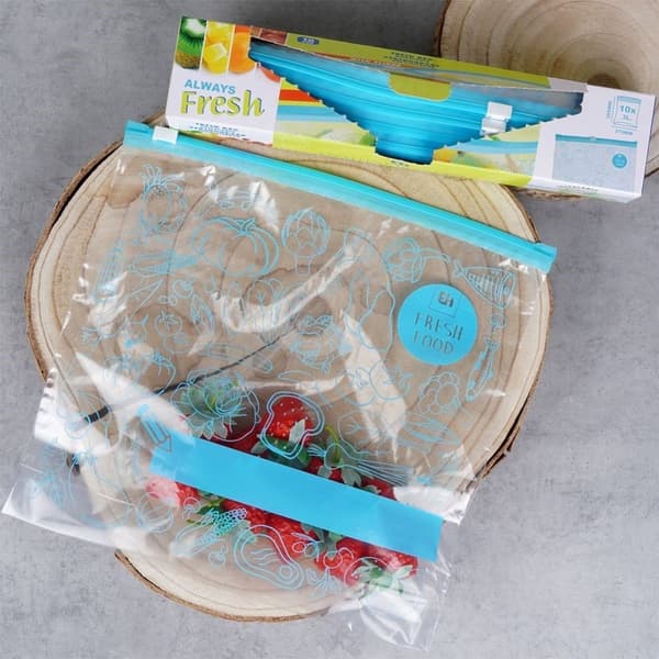 Plastpåsar med tät förslutning för kyl och frys, 3L, 10-pack
