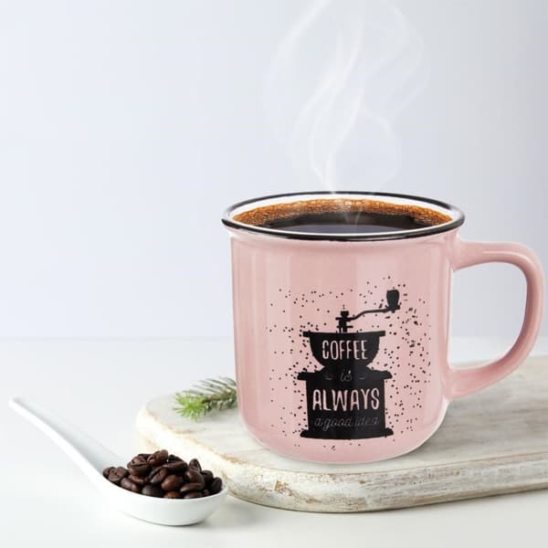 Rosa keramikkopp för kaffe och drycker - Unik design