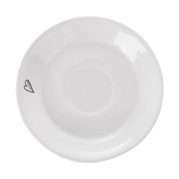 Espressosett med engelmotiv: 2 kopper og fat i hvit keramikk