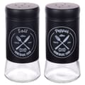 Miniatyrbild 3 av 10: Elegant serveringsset i glas och svart metall för salt & peppar