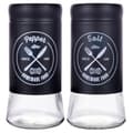Miniatyrbild 9 av 10: Elegant serveringsset i glas och svart metall för salt & peppar