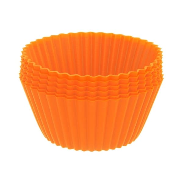 Sett med 6 fleksible silikonformer for muffinsbaking