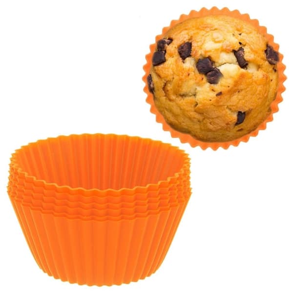 Sett med 6 fleksible silikonformer for muffinsbaking