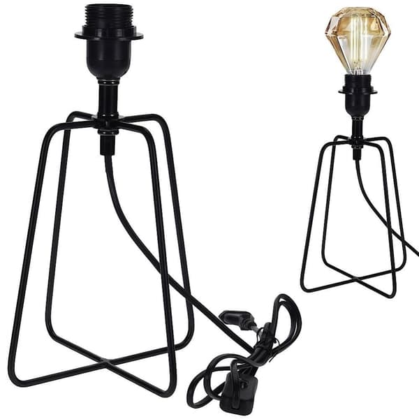 Svart metall lampa för nattduksbord, byrå, bord, skrivbord.