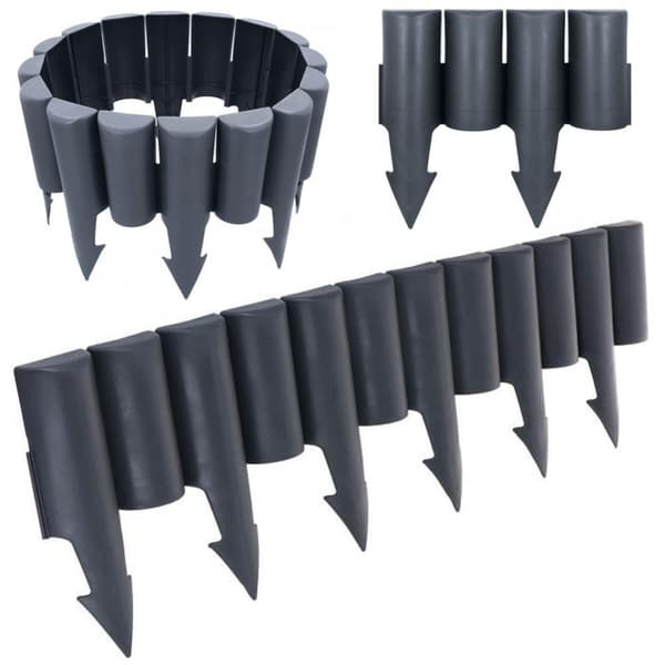 Trädgårdskanter 10-pack 250 cm i hållbar grafitfärg