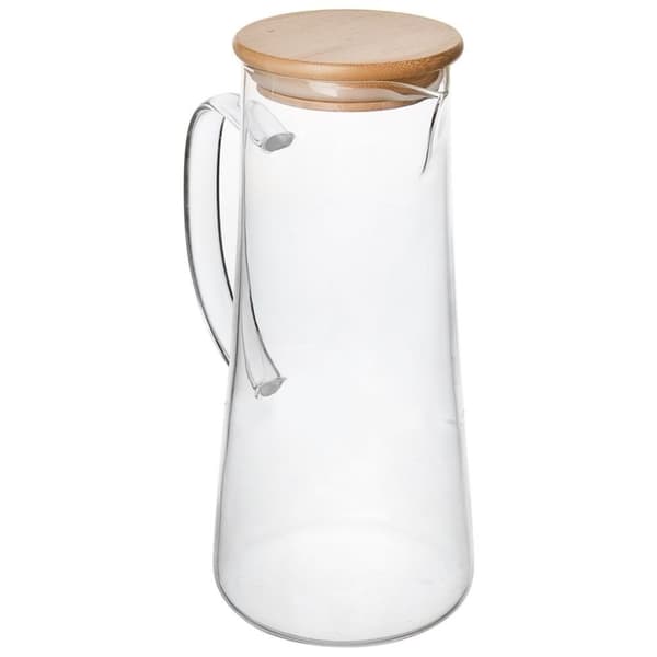 Glasskanne til alle drikker med håndtak, helletut og bambuslokk
