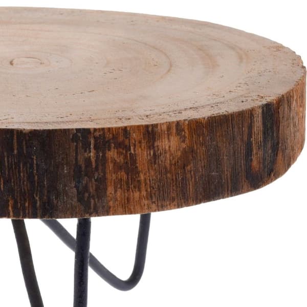 Serveringsbräda i trä med metallben för eleganta maträtter