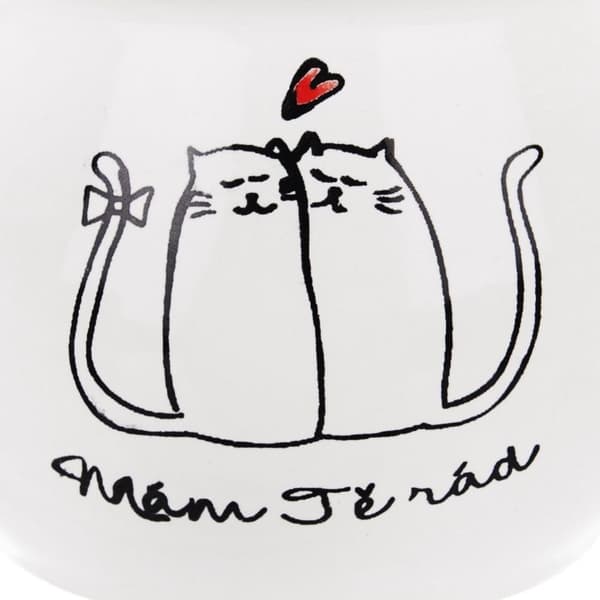 Kopp med kattmotiv i keramik, 300 ml, vit färg