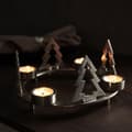 Miniatyrbilde 2 av 6: Lysholder for fire lys med grantrær i sølvaluminium